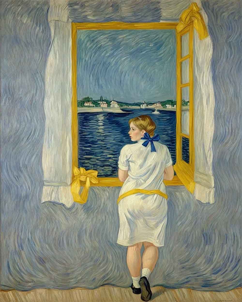 Window on Sea  | Framed Canvas Print | 30 × 40 cm (12 × 16″)
