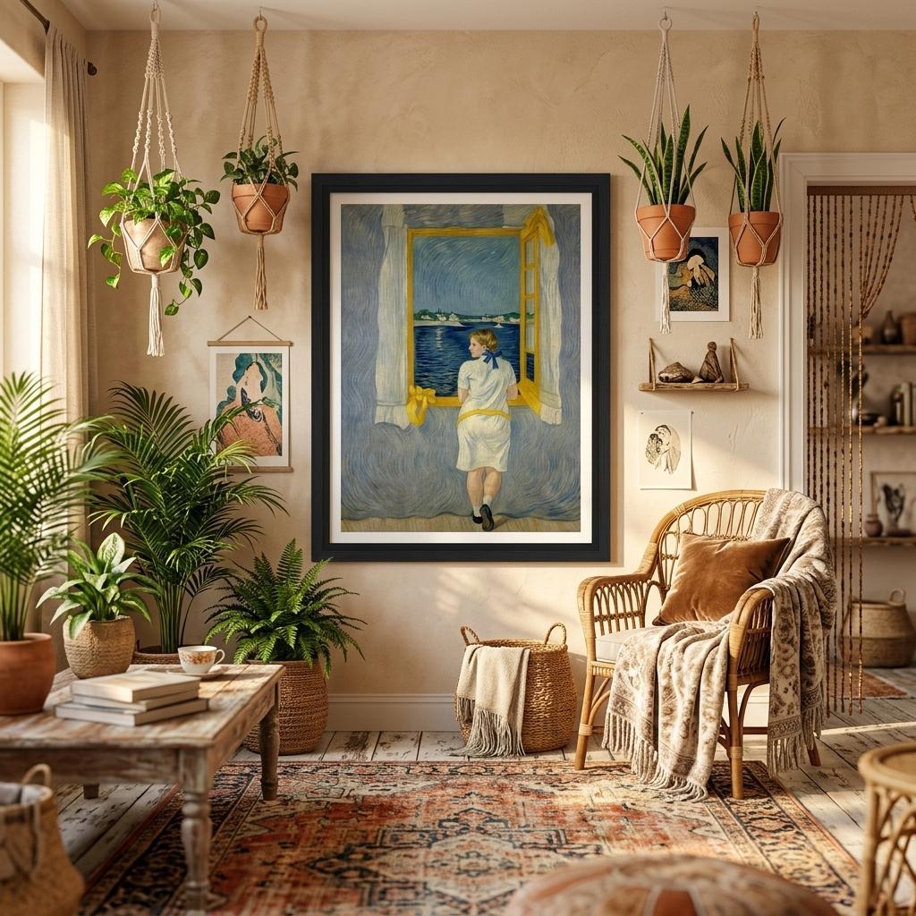Window on Sea  | Framed Canvas Print | 30 × 40 cm (12 × 16″)