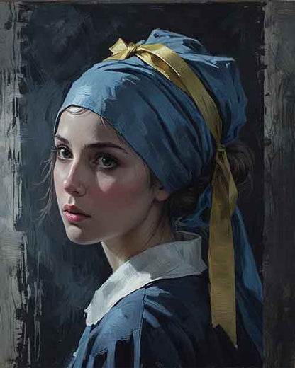 The Young Woman with the Ribbon | Framed Canvas Print | 30 × 40 cm (12 × 16″)